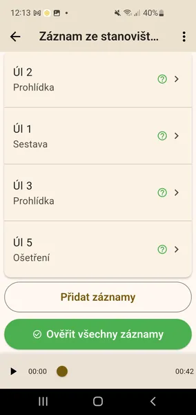 Detail zápisu s tlačítkem Přidat záznamy