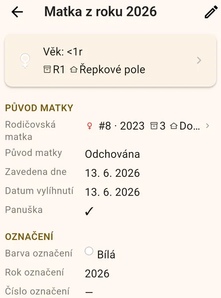 Detail matky
