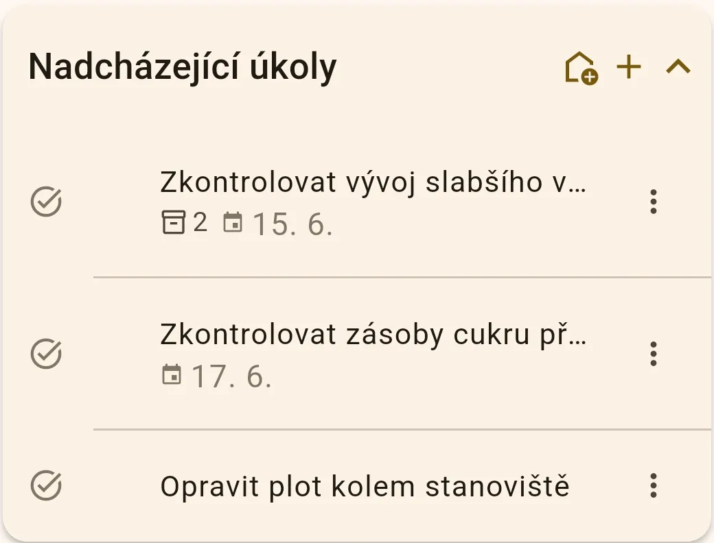 Ukázka nejbližších úkolů pro stanoviště