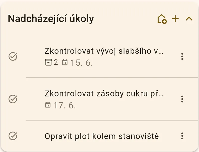 Úkoly pro stanoviště nebo úly